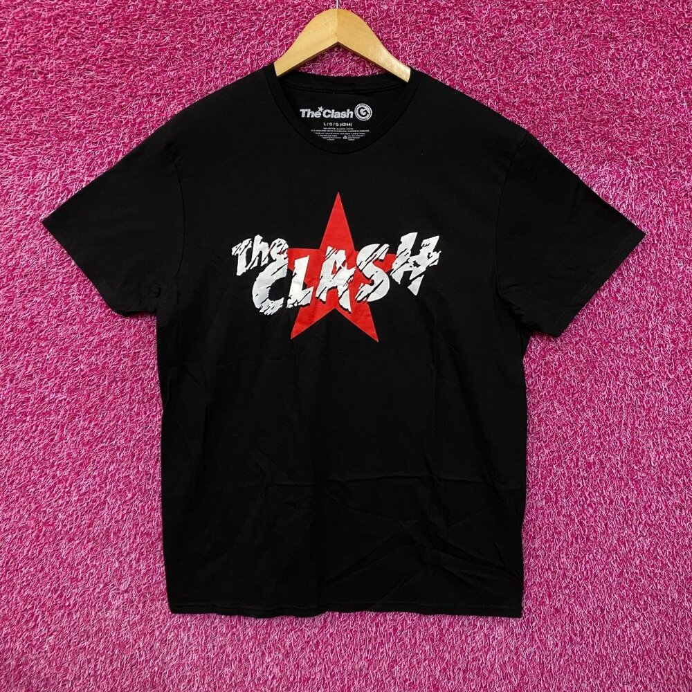 The Clash Corroded Spell Out Red Star Post Punk Band Tee large